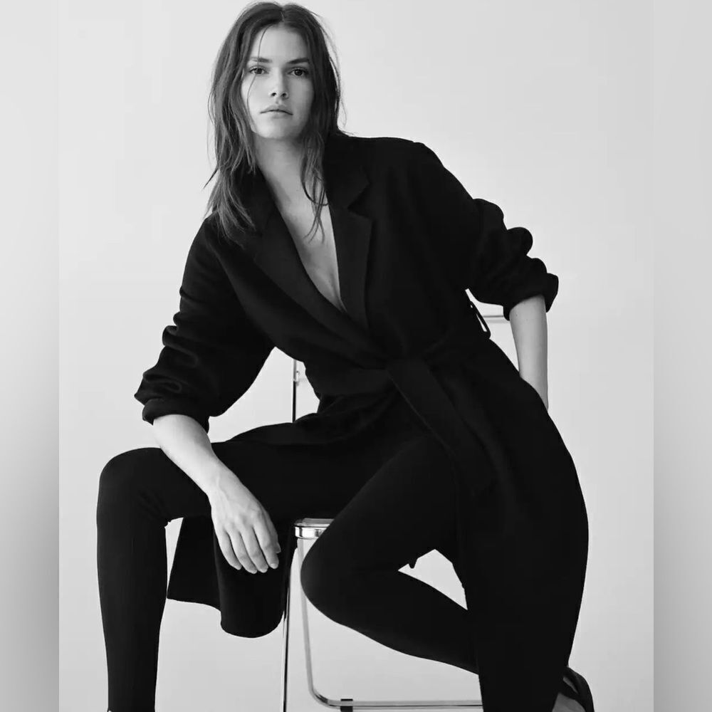 Mango Handmade Wool Blend Coat Black New - Picture 2 of 11